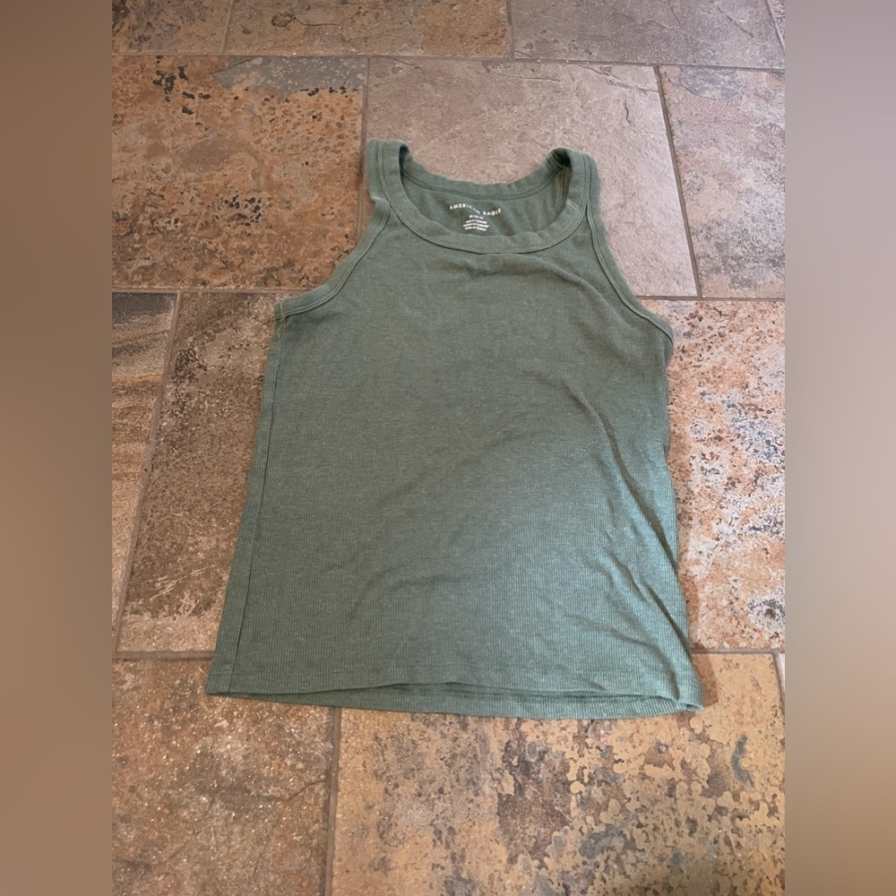 American Eagle Green Ribbed Tank Top